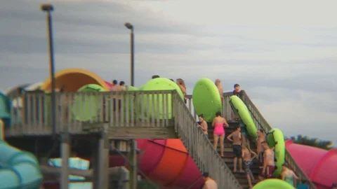 Waterpark Slide Line Timelapse Stock Footage 78200952