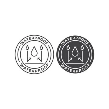 Waterproof badge label. Vector outline icon template Stock Illustration
