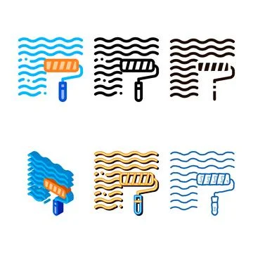 Waterproof edition material wall paint vector line icon Stock Illustration