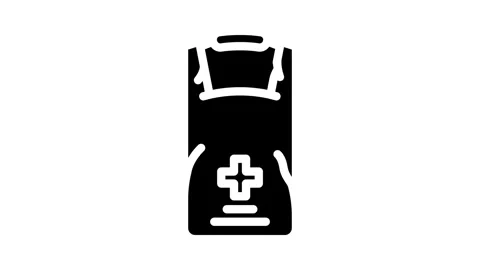 Waterproof first aid kit glyph icon animation Stockbeeldmateriaal 326732838