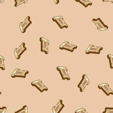 Waterproof hiking backpack isometric icon seamless pattern Stock Illustration