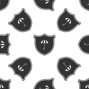 Waterproof icon isolated seamless pattern on white background. Shield and Stock Illustration