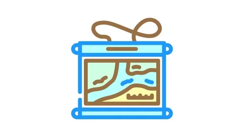 Waterproof map case water trip tourism color icon animation Stockbeeldmateriaal 327258129