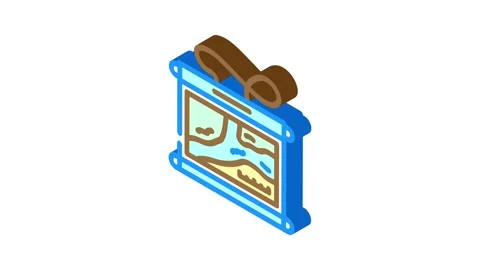Waterproof map case water trip tourism isometric icon animation Stock Footage 327278349