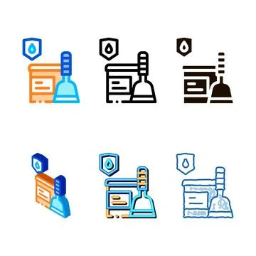 Waterproof material cement vector thin line range icon Stock Illustration