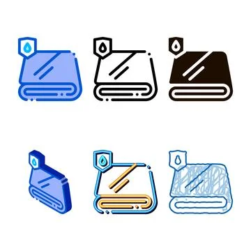 Waterproof material fabric towel vector simplified line icon Stock Illustration