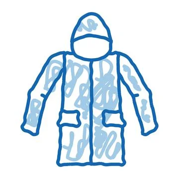 Waterproof Material Jacket Anorak doodle icon hand drawn illustration Stock Illustration