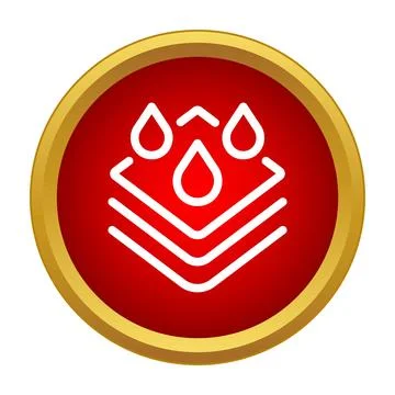 Waterproof material layers with falling water droplets icon Stock Illustration