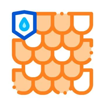 Waterproof Material Roof Vector Thin Line Icon Stock Illustration