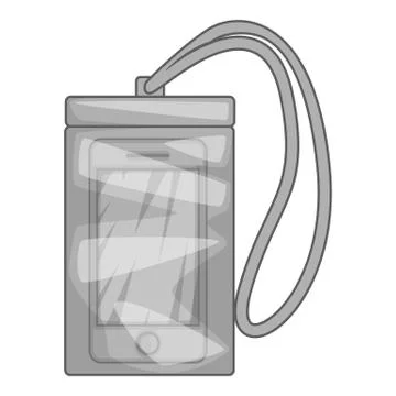 Waterproof phone case icon, gray monochrome style Stock Illustration