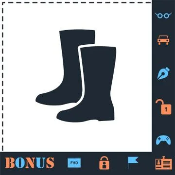Waterproof shoes icon flat Stock Illustration