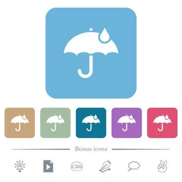 Waterproof solid flat icons on color rounded square backgrounds Illustrazione stock