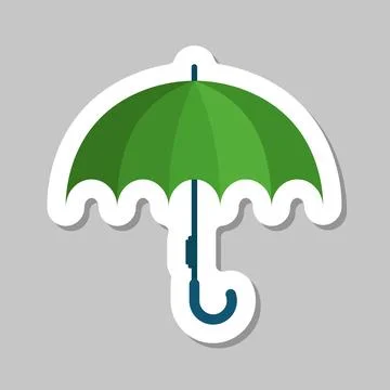 Waterproof umbrella sticker icon in flat style. Parasol vector illustration.. Stock Illustration