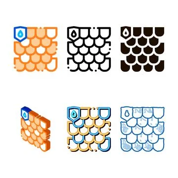 Waterproof variants material roof vector thin line icon Stock Illustration