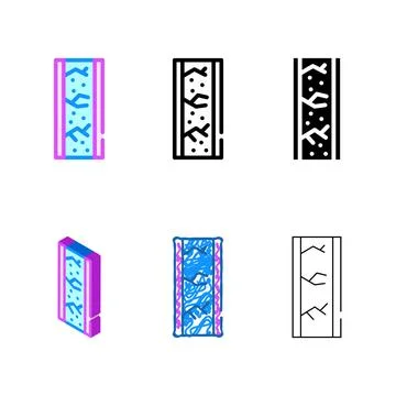 Waterproof wall layers color icon vector pack Stock Illustration