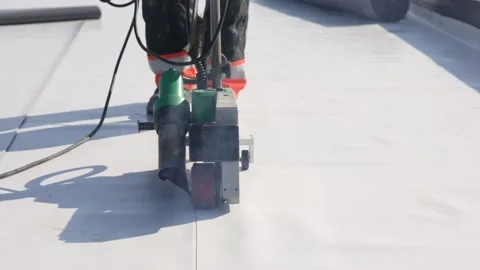 Waterproofing and insulation at construction site, waterproofing membrane pre Stock Footage 152164928