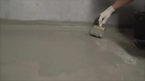 Waterproofing a bathroom floor. Video stock 339645625