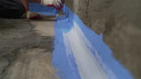 Waterproofing damper tape in the bathroom. Stock Footage 229777060