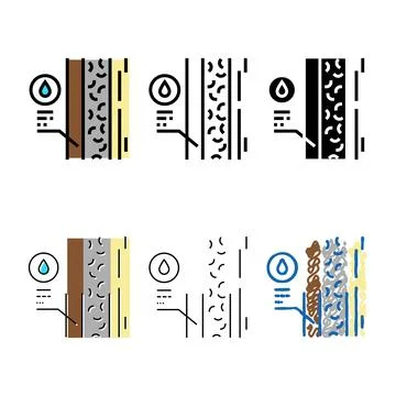 Waterproofing looks house wall layer color icon vector Stock Illustration