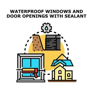 Waterproofing window and door openings with sealant concept Stock Illustration