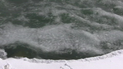 Water's icy surface is rough as it flows (High Definition) Stock Footage 64596