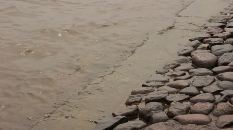 Waters of the Neva washed granite steps of embankment 스톡 동영상 49635911