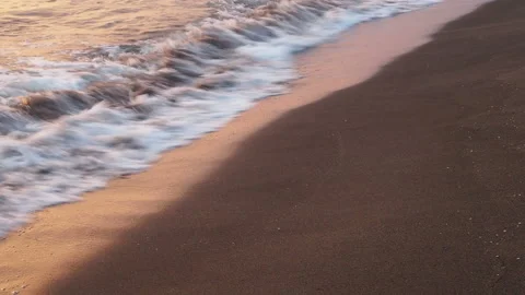 Waters of the sea, foam waves, wet sand beach Stock Footage 123711026