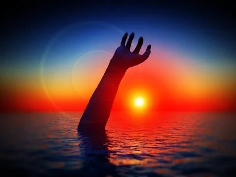 Waterscape Hand Stock Illustration