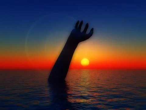 Waterscape Hand Stock Illustration