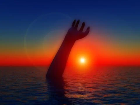 Waterscape Hand Stock Illustration