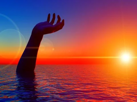 Waterscape Hand Stock Illustration