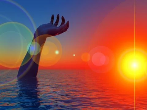 Waterscape Hand Stock Illustration