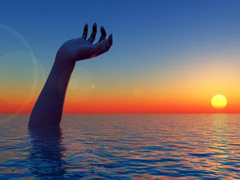 Waterscape Hand Stock Illustration