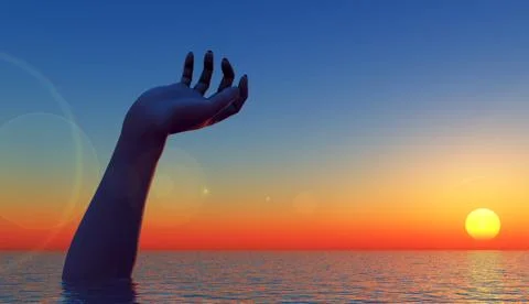 Waterscape Hand Stock Illustration