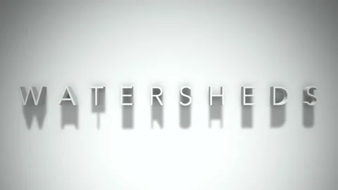 Watersheds 3D title animation with shadows on a white background 스톡 동영상 296491592