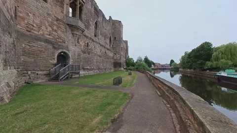 Waterside medieval castle ruins Stock Footage 245173496