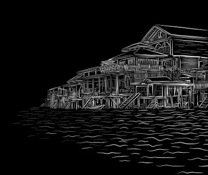 Waterside sketch Stock-Illustration