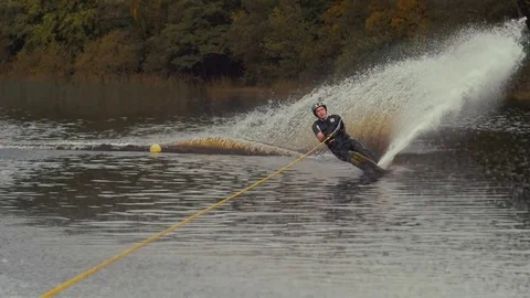 Waterski Slalom Cut Stock Footage 80571165