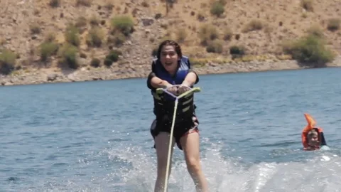 Waterskier On Bumpy Water Stock Footage 111891101