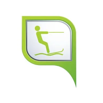Waterskiing icon green pointer Stock Illustration