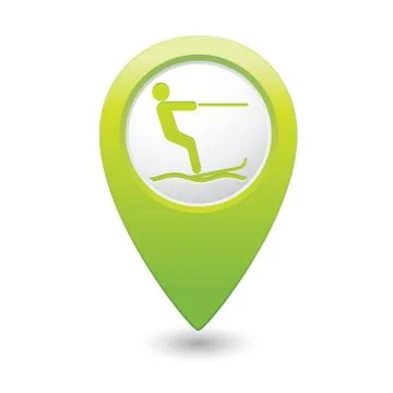 Waterskiing symbol green pointer Stock Illustration