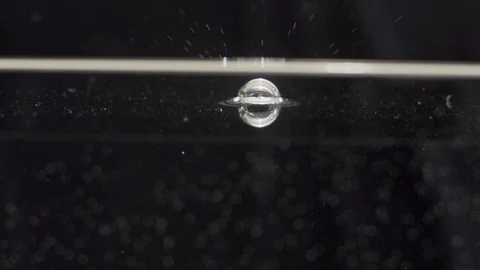 Watersplash surface in slowmotion, Drop is falling into water Stock Footage 85802129