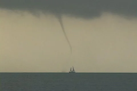 Waterspout &amp; Sailboat Stock Footage 12654511