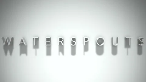 Waterspouts 3D title animation with shadows on a white background Stock Footage 296693128