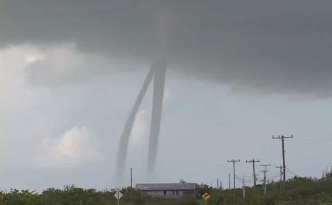Waterspouts cross at close range Stock Footage 240329934