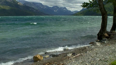 Waterton Lake Wind Waves Video stock 34148355
