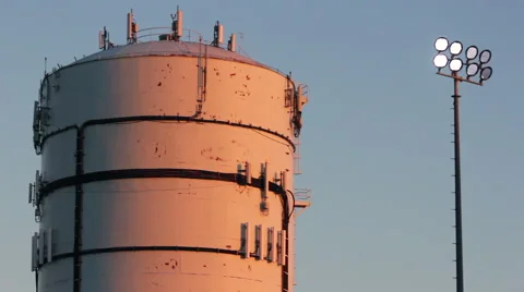 Watertower Stadium Lights 1 Stock Footage 64144133