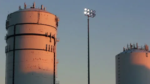 Watertower Stadium Lights Stock Footage 64235522