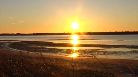 Waterway sunset 2b, static, 12fps @100% Video stock 24460183