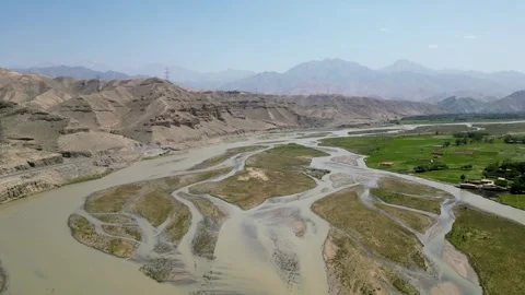 The waterways of the Kunduz River in Baghlan Stock Footage 274530074